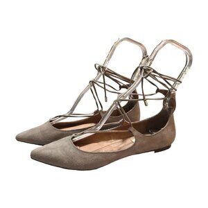 Steve Madden Taupe Lecrew Pointed Toe Ghillie Flat Sz 8